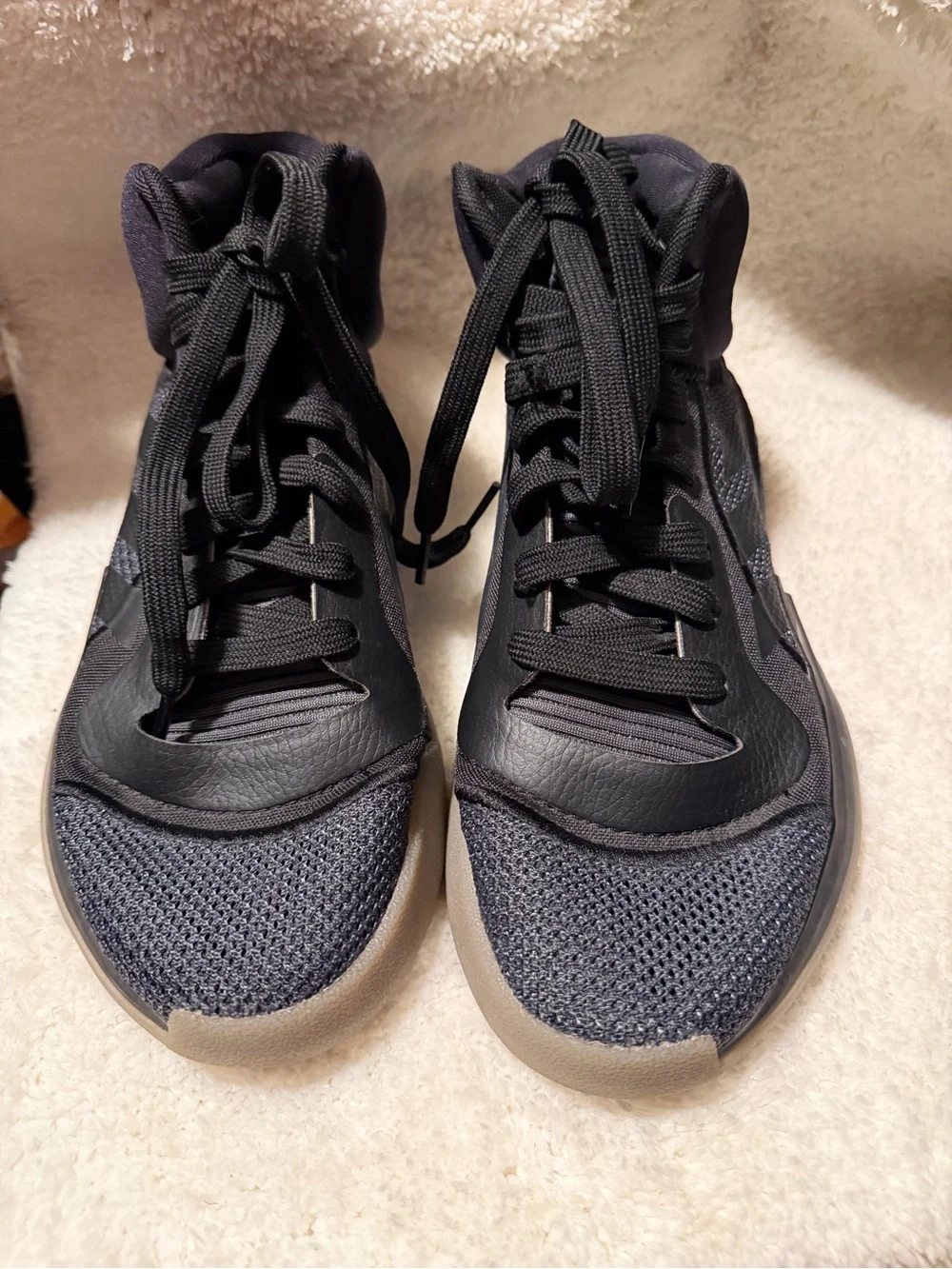 adidas Men's Black Athletic High-Top Sneakers with Gum-Tone Sole